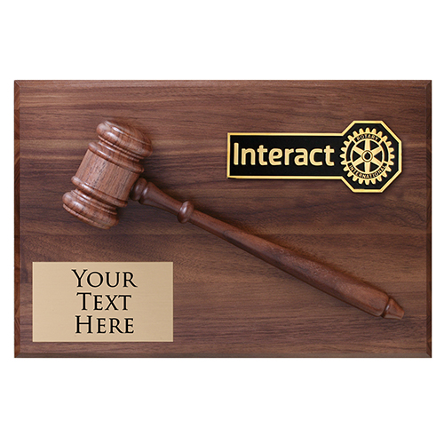 Rotary Custom INTERACT President / Past President Gavel Plaque